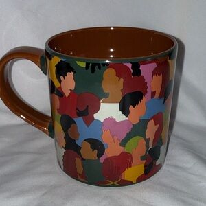 Target Multicolor People Pattern Ceramic Mug with Brown Interior and Handle